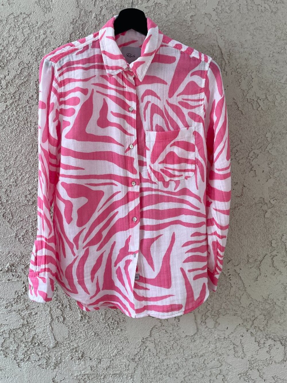Rails Ellis Pink Tiger Print Organic Cotton Gauze Button Down Shirt Small